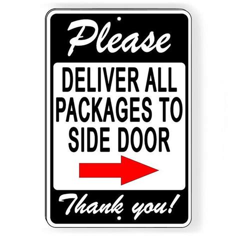 Please Deliver All Packages To Side Door Arrow Right Metal Etsy