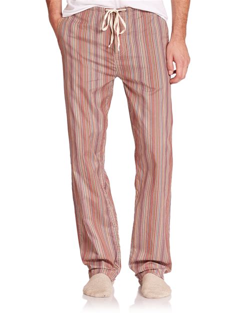 Paul Smith Striped Cotton Pajama Pants In Red For Men Lyst