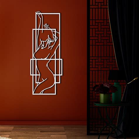 Nude Woman Metal Wall Decor Minimalist Line Art Metal Sign Etsy