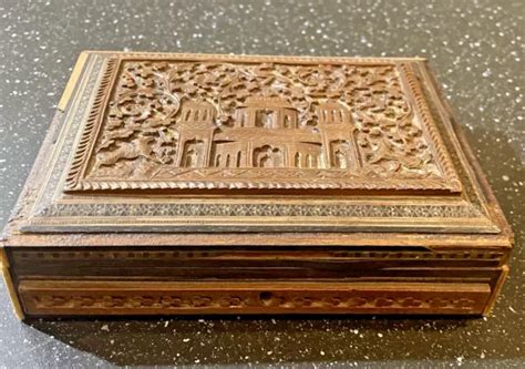 Ancien Coffret Boite En Bois Sculpte Xix Eur Picclick Fr