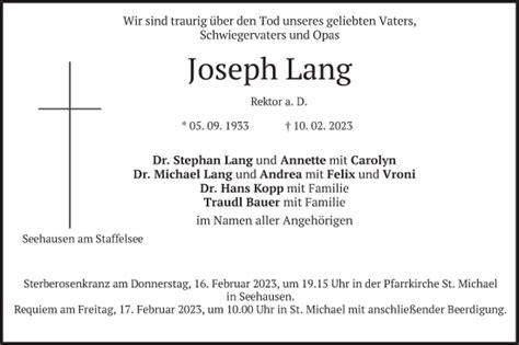 Traueranzeigen Von Joseph Lang Trauer Merkur De