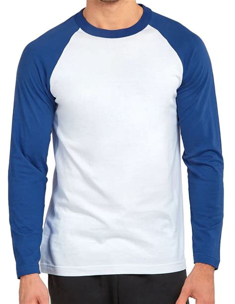 Mens Long Sleeve Crew Neck Baseball Shirt Casual Dynamic Cotton