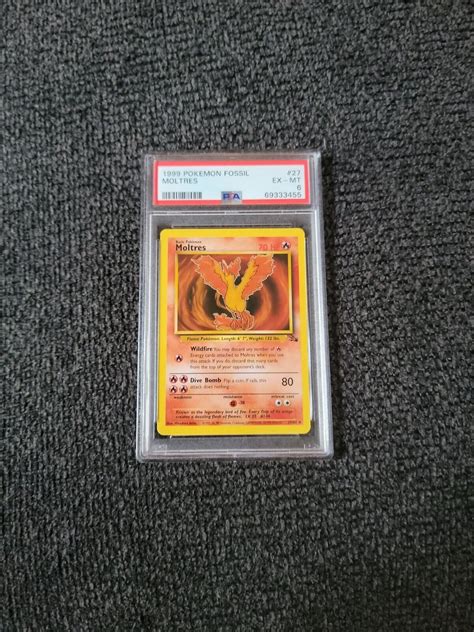 Pokémon Fossil Set Unlimited Regular Finish Moltres 27 62 PSA 6