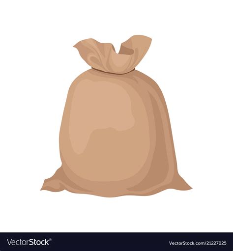 Burlap Sack Tied With Rope Big Brown Bag Vector Image