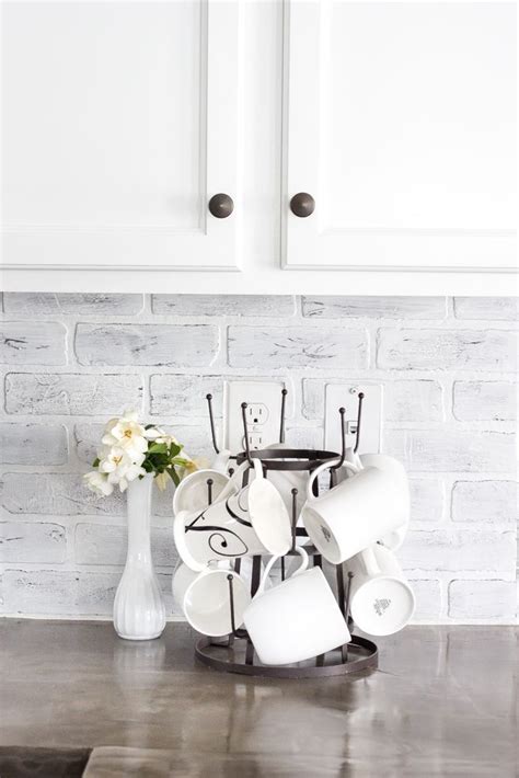 Diy Whitewashed Faux Brick Backsplash Artofit