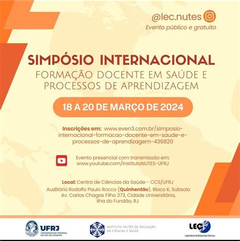 Simp Sio Internacional Forma O Docente Em Sa De E Processos De