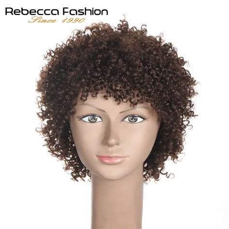 Rebecca Short Afro Kinky Curly Wig 100 Human Hair Brazilian Kinky