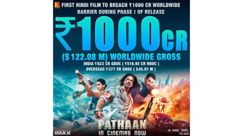 Shah Rukhs Pathaan Hits Rs 1000 Crore Box Office Milestone