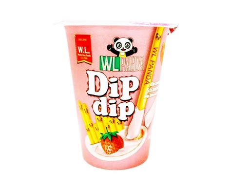 W L Panda Dip Dip Creamy Strawberry Dip Biscuit Snack 30g