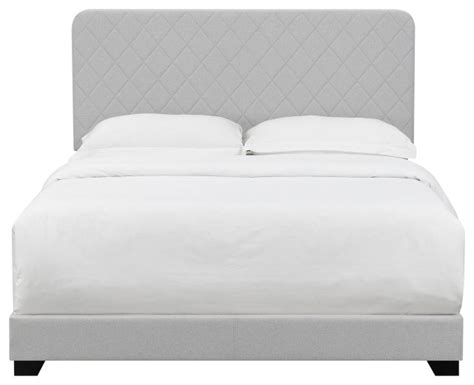 Diamond Quilt Upholstered Queen Bed Natural Gray Transitional