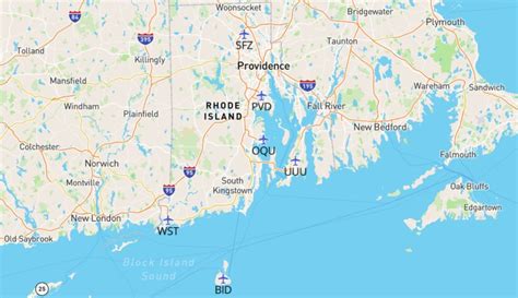 Free Rhode Island Airports Map and the Top 6 Airports in Rhode Island