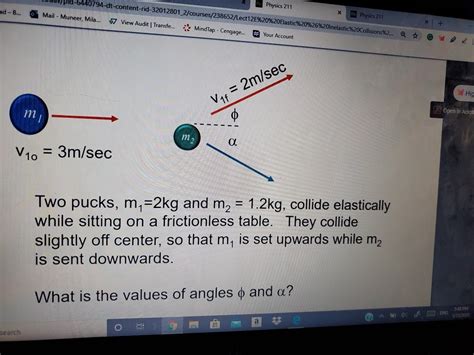 Solved Two Pucks M Kg And M Kg Collide Elastically Chegg