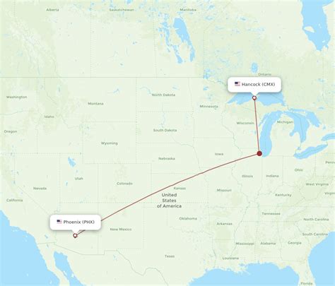 All Flight Routes From Phoenix To Hancock Phx To Cmx Flight Routes