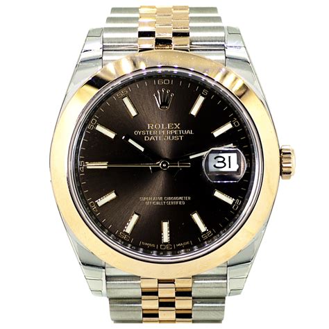 Rolex Datejust Steel Everose Gold Chocolate Baton Dial For