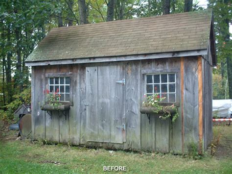 Residing a Garden Shed with Kiln Dried Split Logs Gallery