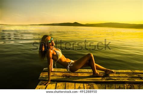 Beautiful Woman White Sexy Bikini On Stock Photo Shutterstock