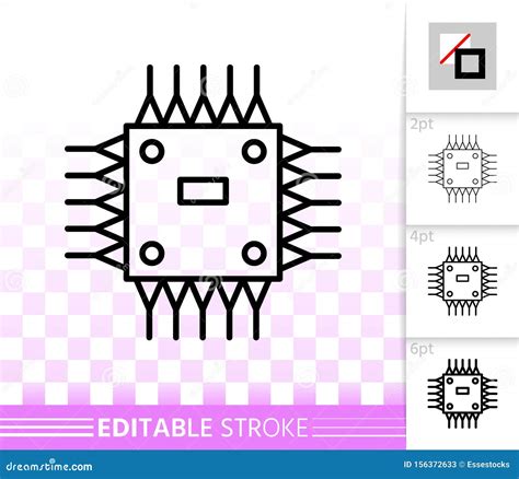 Microchip Circuit Simple Black Line Vector Icon Stock Vector