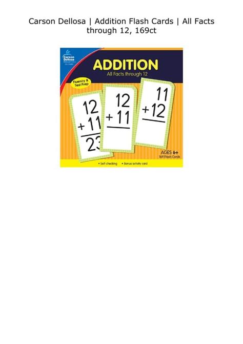 Carson Dellosa Addition Flash Cards All Facts Through 12 169ct