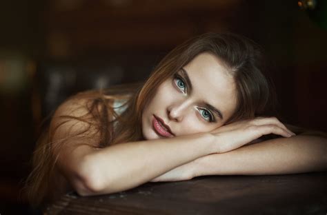 Amina Katinova Depth Of Field Women Green Eyes Face Portrait