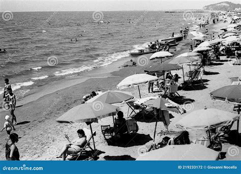 1952, Bacoli, Italy - Numerous Bathers Sunbathe on the Beach in Torregaveta Editorial ...