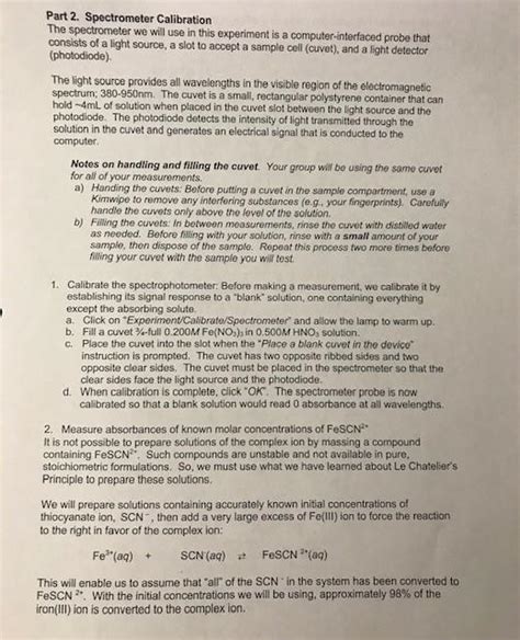 Solved Part 2. Spectrometer Calibration The spectrometer we | Chegg.com