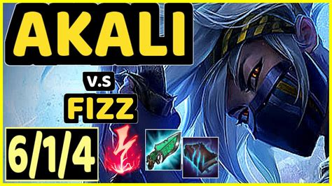 Powerofevil Akali Vs Fizz 6 1 4 Kda Mid Challenger Gameplay Na