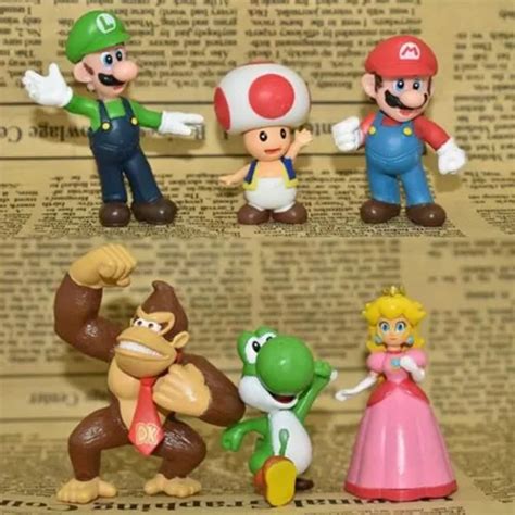 Set Figuras Super Mario Bros Peach Yoshi Luigi Toad Kong En Venta En