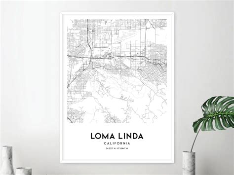 Loma Linda Map Print Loma Linda Map Poster Wall Art Ca City Etsy