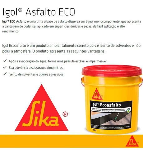 Igol Ecoasfalto Sika 18 Litros Parcelamento Sem Juros