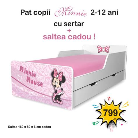 Pat Copii Minnie Ani Cu Sertar Si Saltea