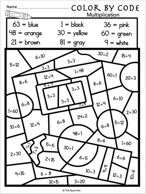 Color By Number Multiplication Printable