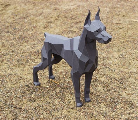 Papercraft D Doberman New Real Size Pepakura Pdf Template Low Etsy