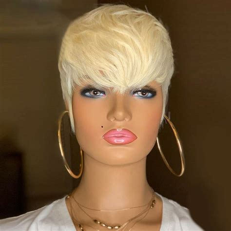 613 Honey Blonde Pixie Cut Wigs Remy Human Hair Wig Short Blonde Wigs