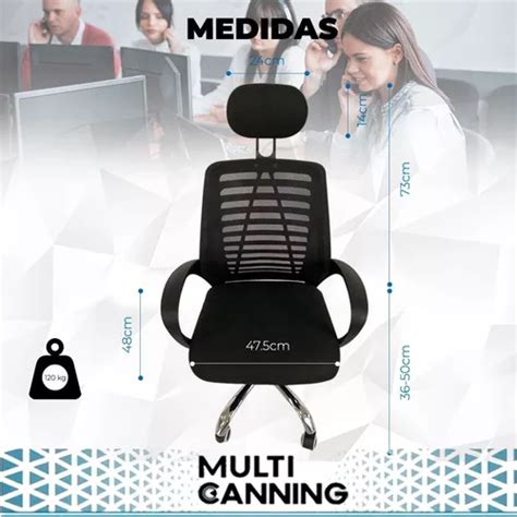 Silla Escritorio Ergonomica Oficina Pc Sillon Negro Mesh En Venta En