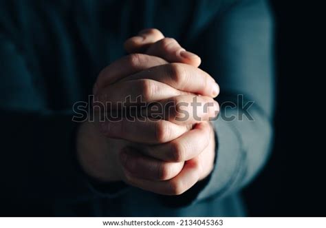 Praying Hands Faith Religion Belief God Stock Photo 2134045363