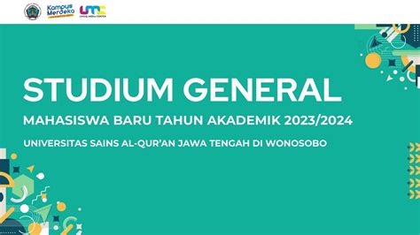 Studium General Mahasiswa Baru Tahun Akademik 2023 2024 YouTube