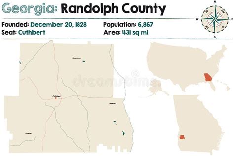 Map of Randolph County in Georgia Stock Vector - Illustration of green, america: 212048314