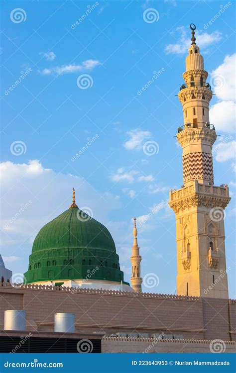 Medina, Masjid Nabawi or Prophet Mosque. the Famous Green Dome. Madinah ...