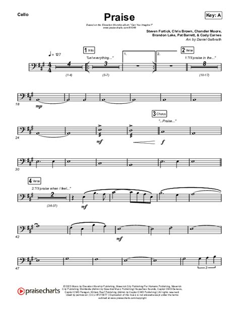 Praise Cello Sheet Music PDF (Elevation Worship / Chris Brown / Brandon ...