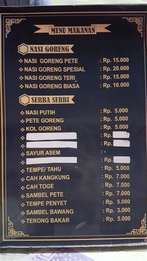 Menu At Lesehan Wong Jowo Restaurant East Pringsewu