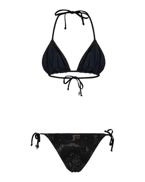 Fisico Lycra Bikini Covered In Crystals In Black Lyst