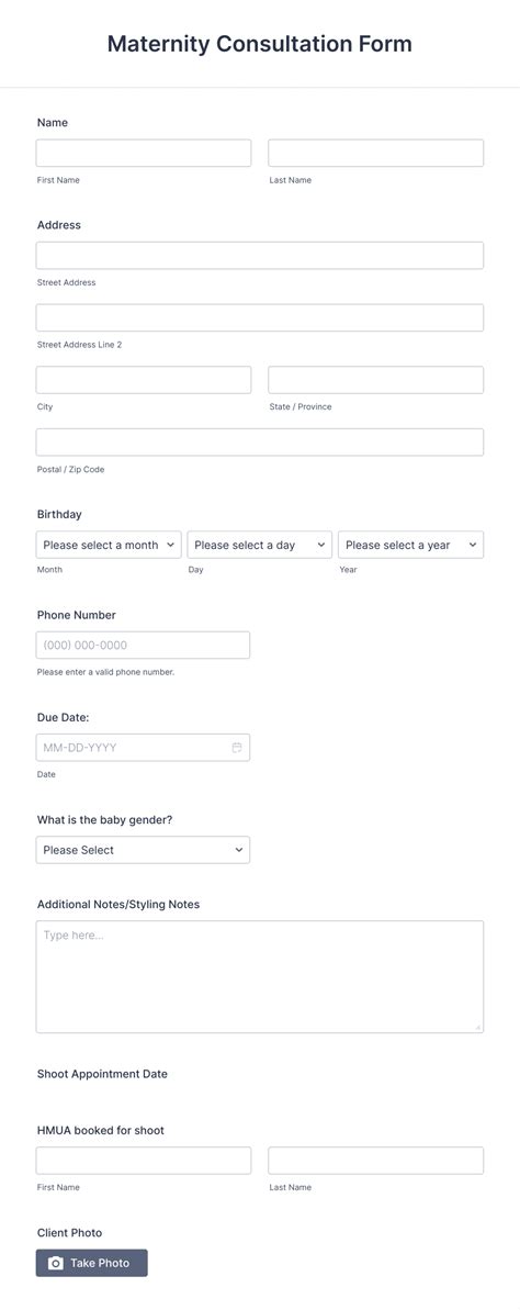 Maternity Photoshoot Consultation Form Template Jotform