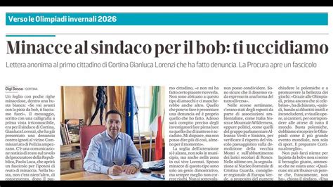 Pista Da Bob Lettera Di Minacce Al Sindaco Di Cortina La Rassegna Di