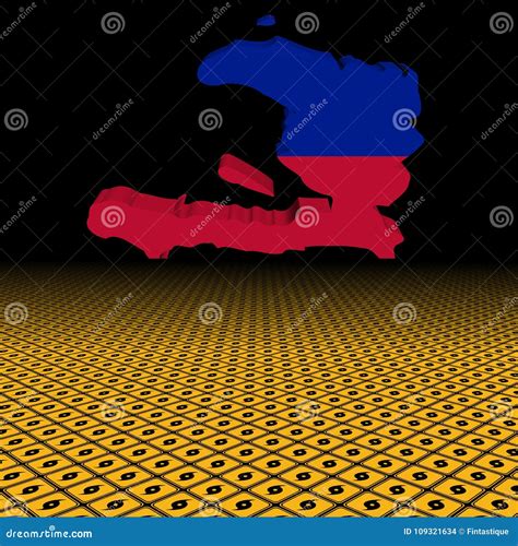 Haiti Map Flag with Hurricane Warning Sign Foreground Illustration