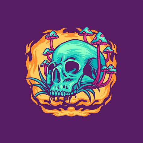 Magic Mushrooms Skull Illustration 8332347 Vector Art At Vecteezy