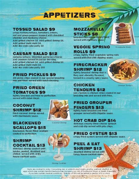 Menu at Sharkey's Oceanfront Restaurant, Myrtle Beach, 600 N Ocean Blvd