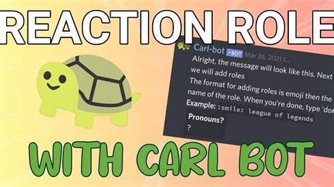 How To Create Discord Reaction Roles Carl Bot Youtube