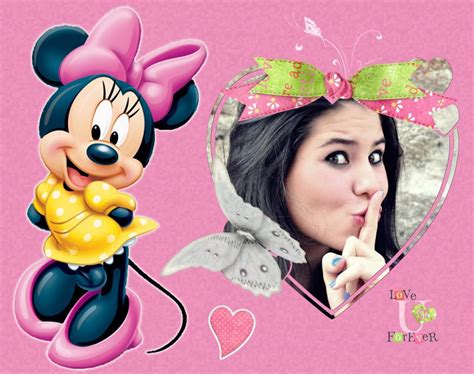 Montagem De Fotos Desenhos Moldura Minnie Coração Rosa