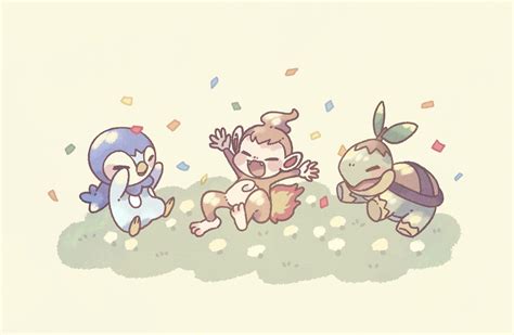 Piplup Turtwig And Chimchar Pokemon Drawn By Kanta1001 Danbooru