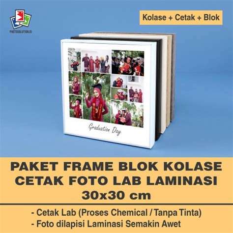 Jual Paket Cetak Kolase 30x30 Laminasi Frame Foto Blok Design A